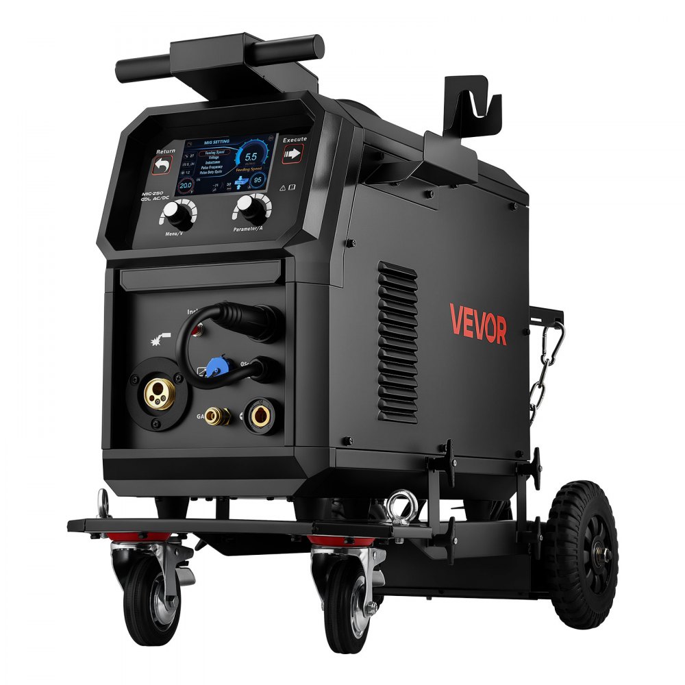 VEVOR 200A Pro MIG Welder 9-in-1 All-in-One Welding Cart Workstation, Gas MIG, Gasless Flux Core, AC/DC Tig, AC/DC Pulse Tig, Stick, Aluminum Welding with Spool Gun Compatible, Foot Pedal Control