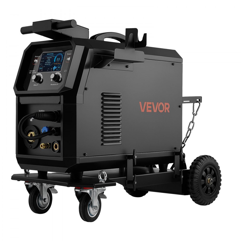 VEVOR 200A Pro MIG Welder 9-in-1 All-in-One Welding Cart Workstation, Gas MIG, Gasless Flux Core, AC/DC Tig, AC/DC Pulse Tig, Stick, Aluminum Welding with Spool Gun Compatible, Foot Pedal Control