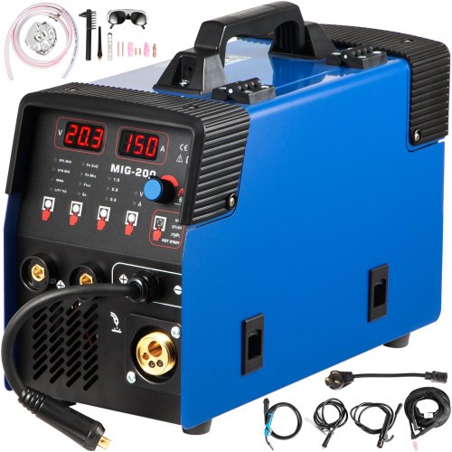 VEVOR MIG Welder Welding Machine 200A Flux Core 3 in 1 MMA/MIG/LIFT TIG Welder