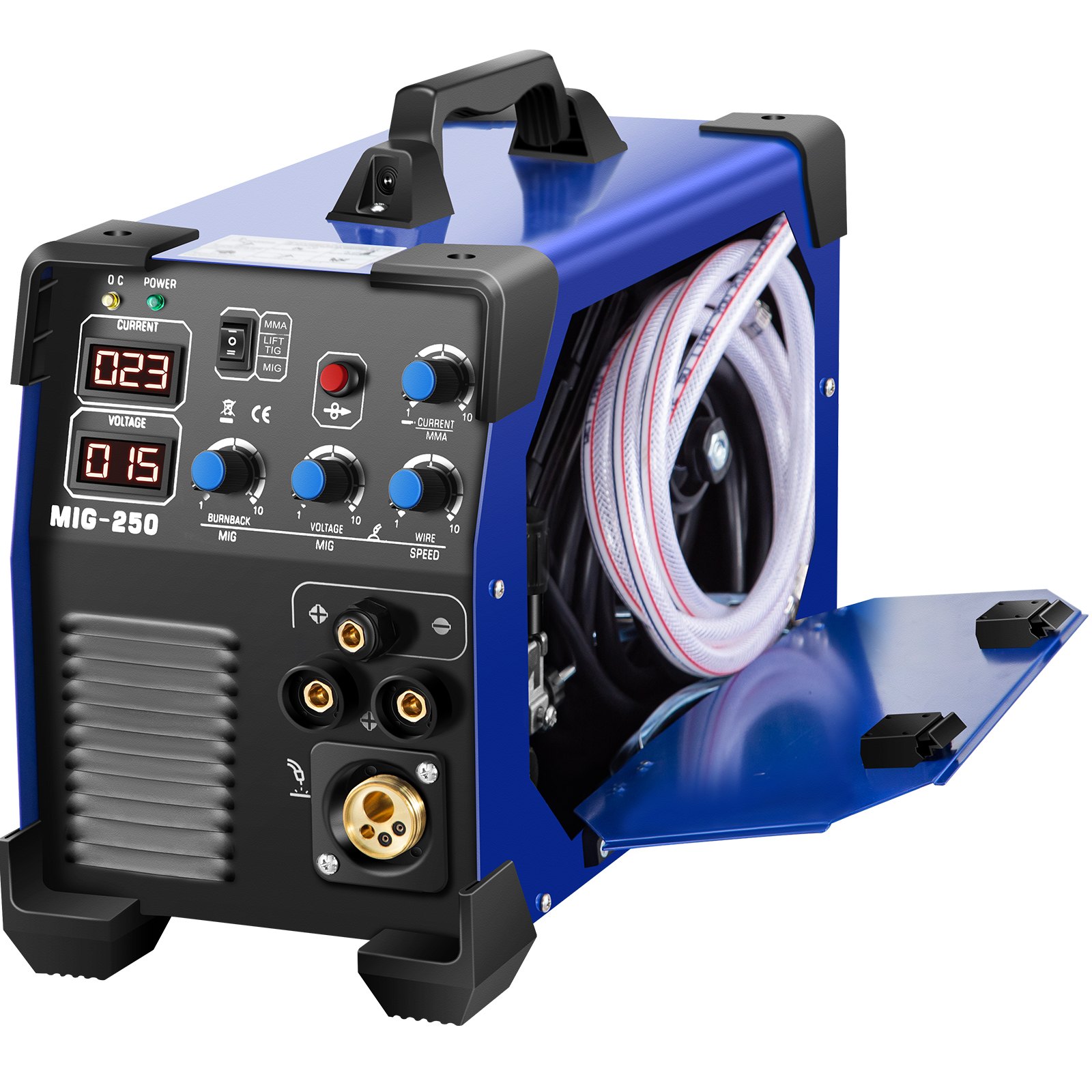 VEVOR MIG Welder, 3 in 1 Welder Welding Machine, 250 Amp MIG TIG Arc Welder 110V 220V TIG Welder Lift ARC Welder Digital Display Combo Welding Machine MMA Stick IGBT DC Inverter Welder