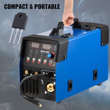 VEVOR MMA/MIG/LIFT TIG Welder, 250 AMP AC 110/220V Dual Voltage TIG Welding Machine with IGBT Inverter, Digital Display 3 in 1 Multiprocess Welder, Blue Portable Machine with Welding Gun and Wire