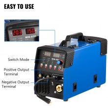 VEVOR MMA/MIG/LIFT TIG Welder, 250 AMP AC 110/220V Dual Voltage TIG Welding Machine with IGBT Inverter, Digital Display 3 in 1 Multiprocess Welder, Blue Portable Machine with Welding Gun and Wire