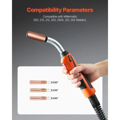 Heavy Duty Mig Gun 250A Mig Welding Gun Compatible With Miller M25 M-25...