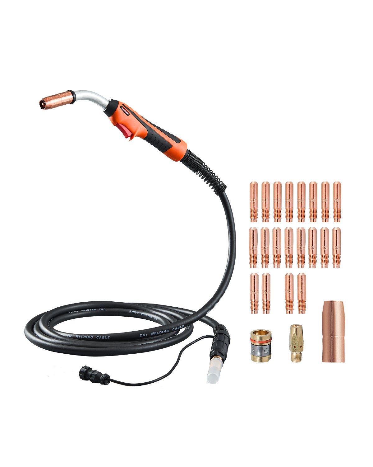 VEVOR 250Amp Mig Welding Gun with 15FT Cable, Compatible with Millermatic 200, 210, 212, 250, 250X, 251, 252 Welders, Suitable for 0.030", 0.035" and 0.045" Welding Wires