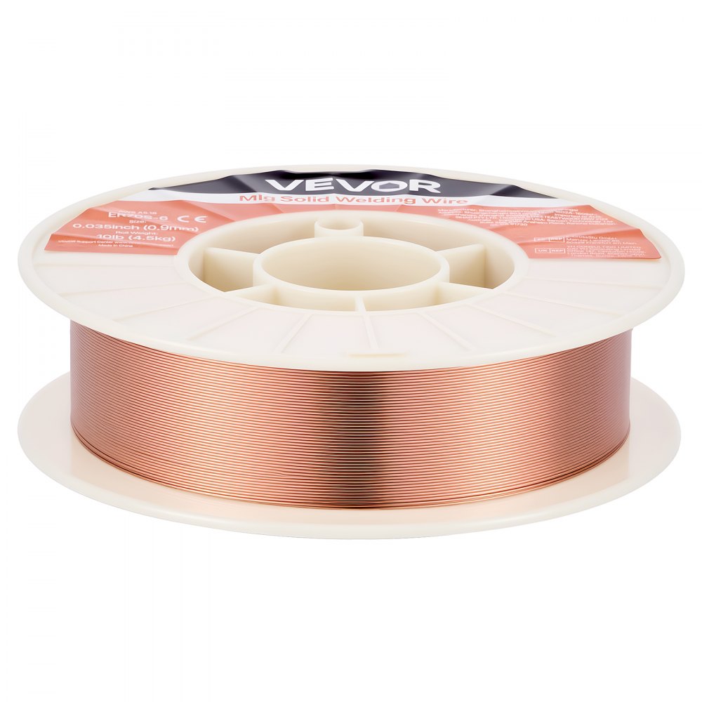 VEVOR Solid MIG Welding Wire, ER70S-6 0.9mm 4.5kg, Low Spatter Mild Steel Welding Wire with High Deoxidizers for All-Position Gas Shielded Welding