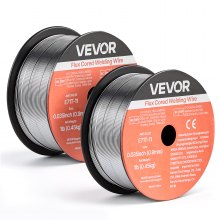VEVOR Flux Core MIG Welding Wire, E71T-11 0.9mm 0.45kg, Gasless Mild Steel Welding Wire with Low Spatter for All Position Arc Welding, Self-Shielded for Outdoor Use (Pack of 2 Rolls)