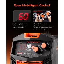 MIG Welder 130Amp Welding Machine 2-in-1 Gas MIG/Gasless Flux Core MIG Welder