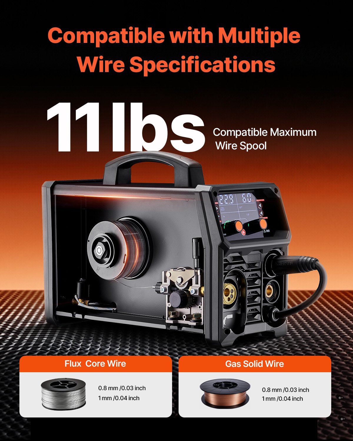 VEVOR MIG Welder, 200A Synergic Mig Welding Machine, 4-in-1 Gas MIG/Flux Core MIG/Stick/Lift TIG Multi-Process Welder Machine with IGBT Inverter Technology and LCD Screen Display