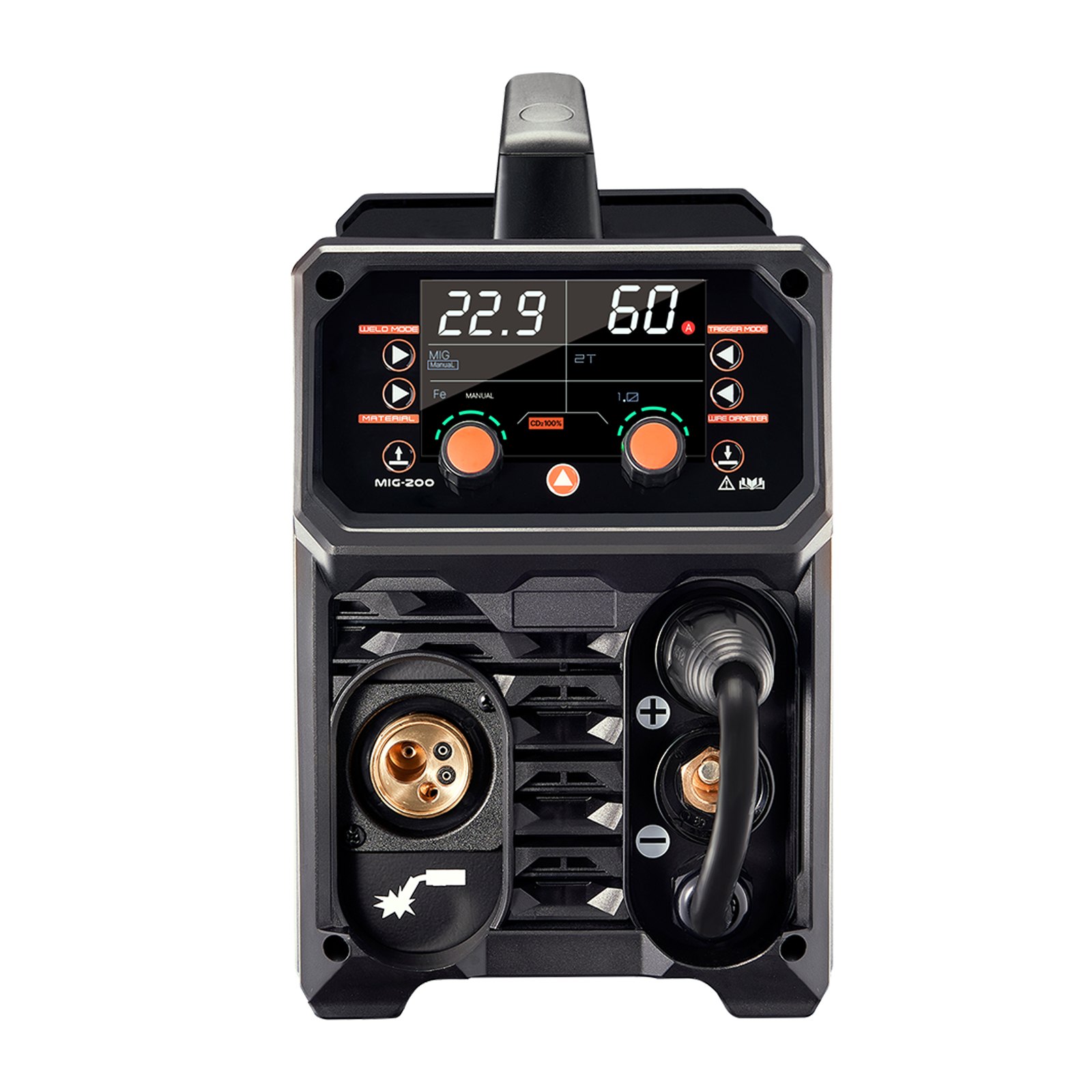 VEVOR MIG Welder, 200A Synergic Mig Welding Machine, 4-in-1 Gas MIG/Flux Core MIG/Stick/Lift TIG Multi-Process Welder Machine with IGBT Inverter Technology and LCD Screen Display