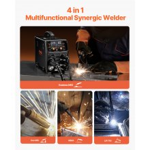 MIG Welder 200Amps Welding Machine 4-in-1 Gas MIG/Flux Core MIG/Stick/Lift TIG