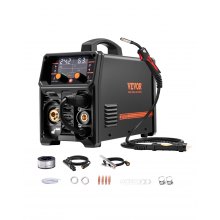 VEVOR Pro MIG Welder, 250A Pluse Mig Welding Machine, 5-in-1 Synergic Welder Machine MIG Pluse/Gas MIG/Flux Core MIG/Stick/Lift TIG, 110V/220V Dual Voltage Aluminum Mig Welder with LCD Screen Display