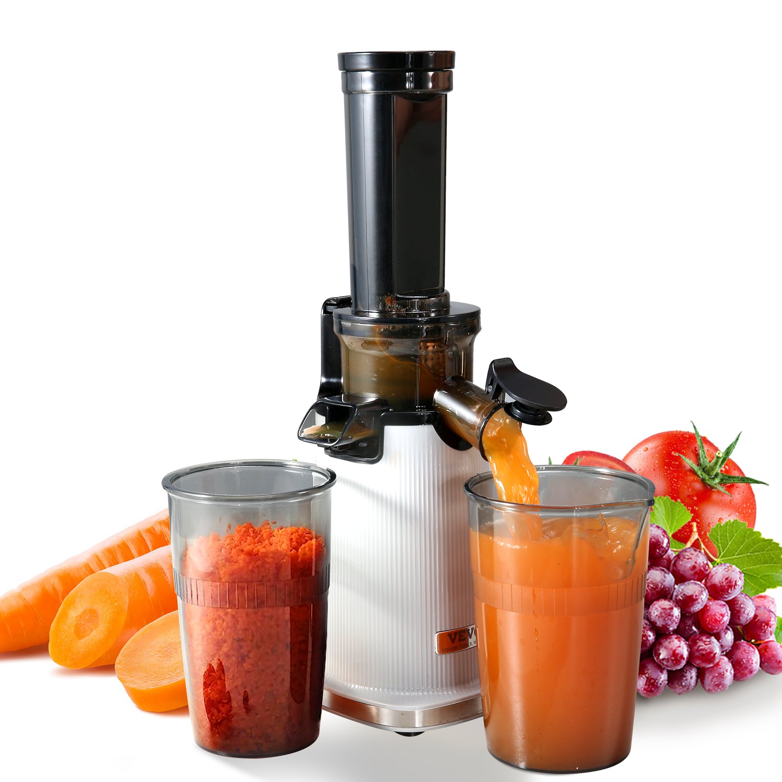 VEVOR Masticating Juicer, Cold Press Juicer Machine, 1.3" Feed Chute Slow Juicer, Juice Extractor Maker with High Juice Yield, Easy to Clean with Brush, for High Nutrient Fruits Vegetables