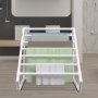 Suport pentru prosoape de piscină VEVOR, 8 bare, alb, organizator triunghiular de depozitare independent pentru exterior, din PVC, include 8 cleme pentru prosoape, geantă de plasă, cârlig, depozitează și plutitoare și vâsle, pentru plajă, piscină