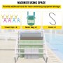 VEVOR Pool Towel Rack, 8 Bar, White, Freestanding Outdoor PVC Triangular Poolside Storage Organizer, Include 8 Towel Clips, Mesh Bag, Hook, Also Stores Floats and Paddles, for Beach, Swimming Pool
