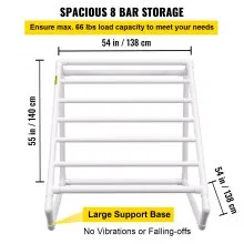 VEVOR Pool Towel Rack, 8 Bar, White, Freestanding Outdoor PVC Triangular Poolside Storage Organizer, Include 8 Towel Clips, Mesh Bag, Hook, Also Stores Floats and Paddles, for Beach, Swimming Pool