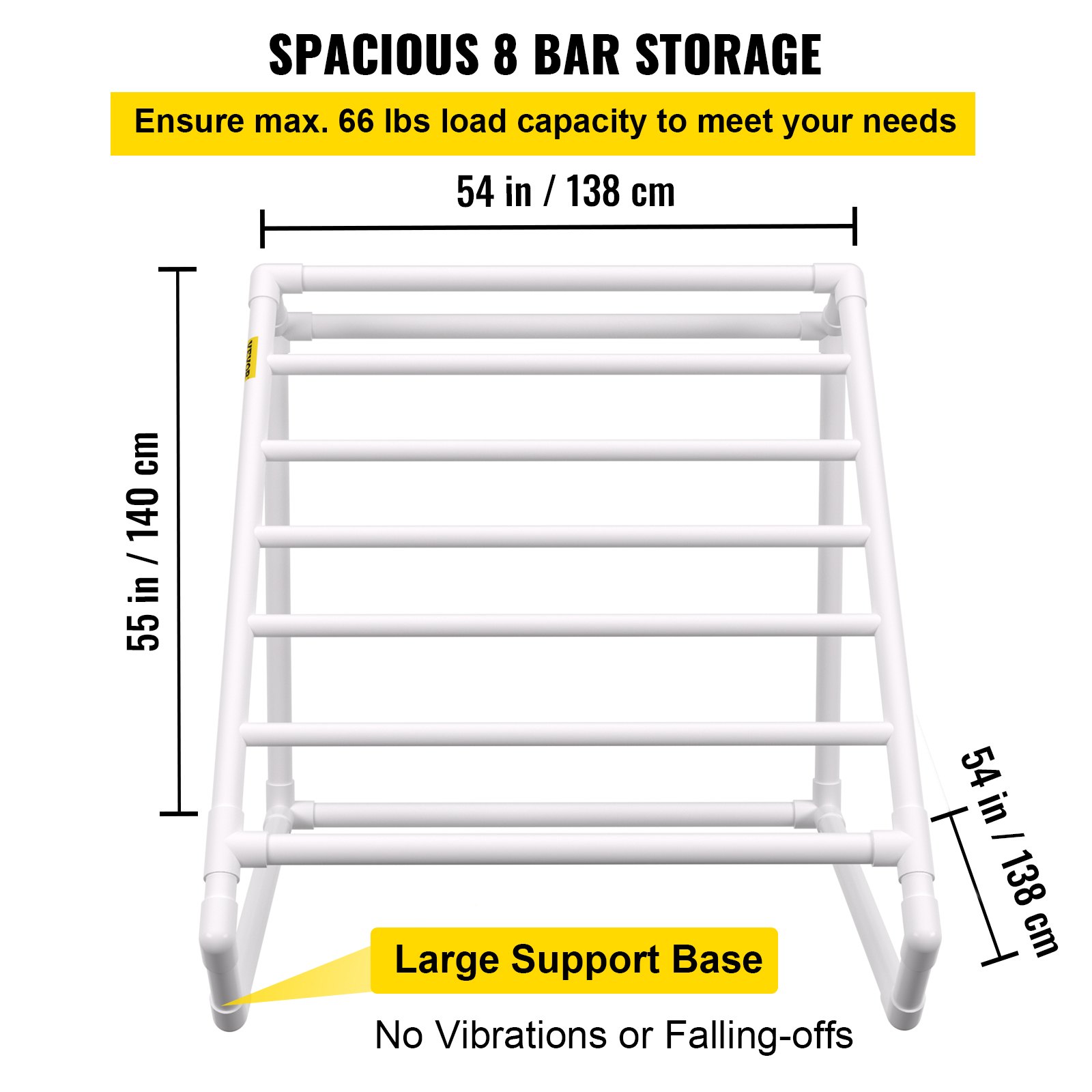 VEVOR Pool Towel Rack, 8 Bar, White, Freestanding Outdoor PVC Triangular Poolside Storage Organizer, Include 8 Towel Clips, Mesh Bag, Hook, Also Stores Floats and Paddles, for Beach, Swimming Pool