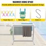 VEVOR Pool Towel Rack, 5 Bar, White, Freestanding Outdoor PVC T-Shape Poolside Storage Organizer, Include 8 Towel Clips, Mesh Bag, Hook, Also Stores Floats and Paddles, for Beach, Swimming Pool, Home