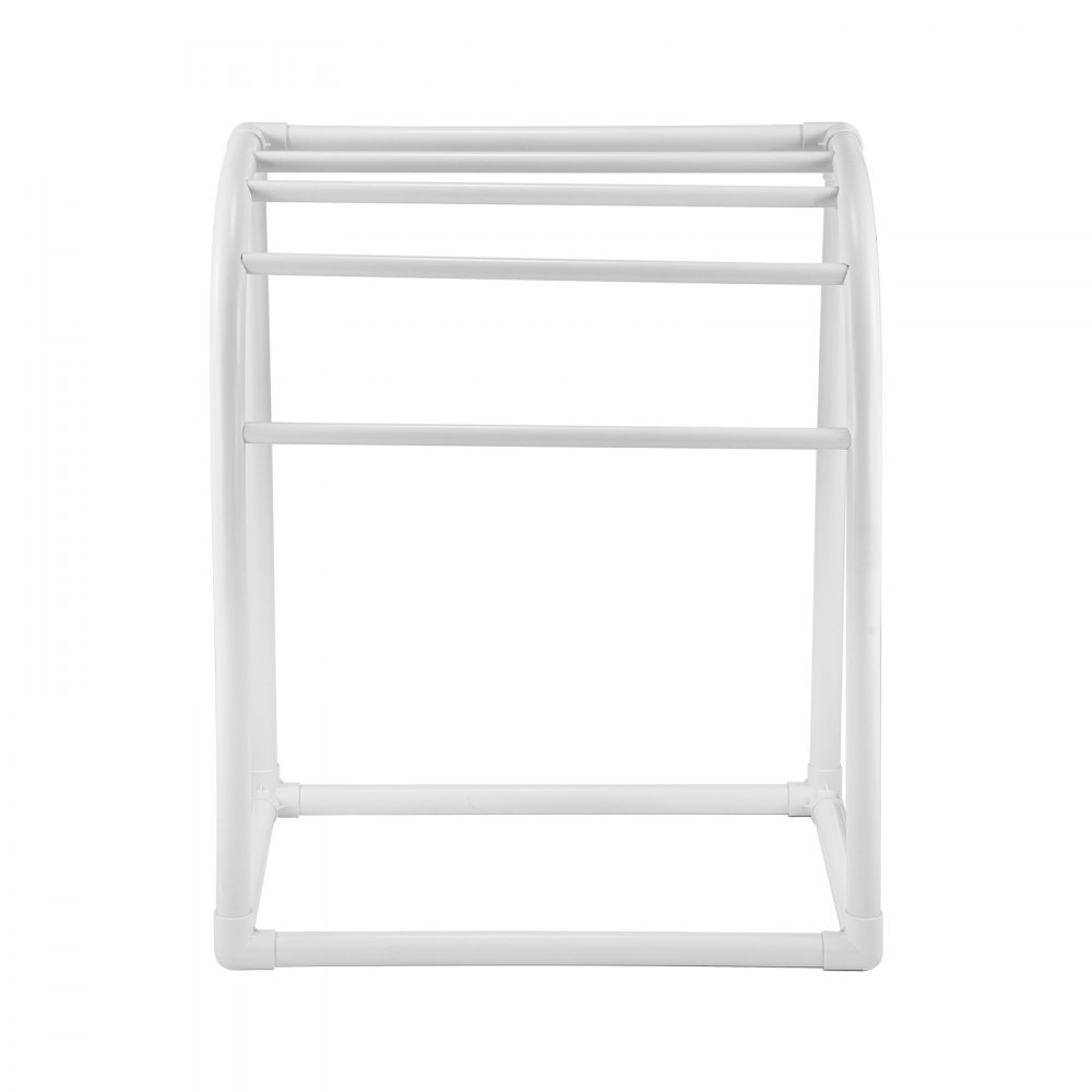 VEVOR Towel Rack, 5 Bars Outdoor PVC Towel Holder, Floor Standing Pool Towel Hanger Stand with Clips, Bag & Hook, Outdoor Indoor Quilt Drying Rack Organizer, Ideal for Poolside, Bathroom, Spa, White