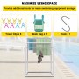 VEVOR Pool Towel Rack, 5 Bar, Milky, Freestanding Outdoor PVC Curved Poolside Storage Organizer, Include 8 Towel Clips, Mesh Bag, Hook, Also Stores Floats and Paddles, for Beach, Swimming Pool, Home