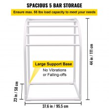 VEVOR Pool Towel Rack, 5 Bar, Milky, Freestanding Outdoor PVC Curved Poolside Storage Organizer, Include 8 Towel Clips, Mesh Bag, Hook, Also Stores Floats and Paddles, for Beach, Swimming Pool, Home