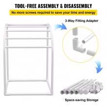 VEVOR Pool Towel Rack, 5 Bar, Milky, Freestanding Outdoor PVC Curved Poolside Storage Organizer, Include 8 Towel Clips, Mesh Bag, Hook, Also Stores Floats and Paddles, for Beach, Swimming Pool, Home