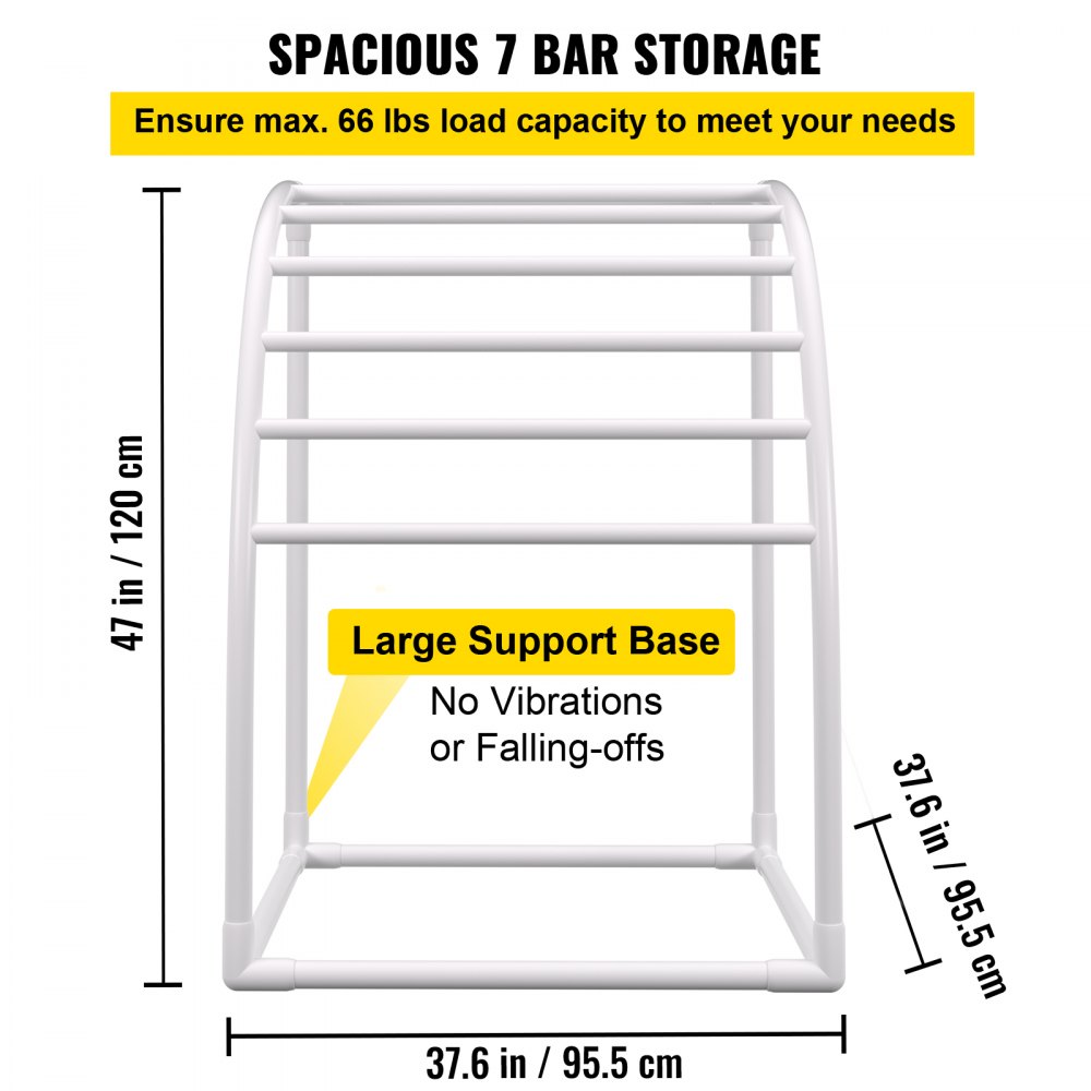 VEVOR Outdoor Towel Rack Pool Towel Rack 7 Bar Curved White Freestanding Patio
