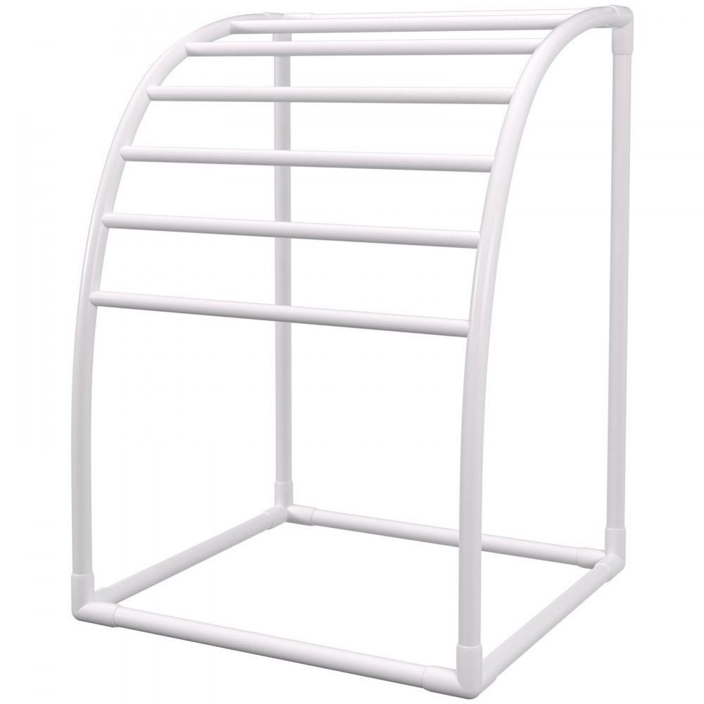 VEVOR Outdoor Towel Rack Pool Towel Rack 7 Bar Curved White Freestanding Patio