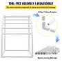 VEVOR Pool Towel Rack, 7 Bar, White, Freestanding Outdoor PVC Curved Poolside Storage Organizer, Include 8 Towel Clips, Mesh Bag, Hook, Also Stores Floats and Paddles, for Beach, Swimming Pool, Home