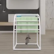 VEVOR Outdoor Towel Rack Pool Towel Rack 7 Bar Curved White Freestanding Patio