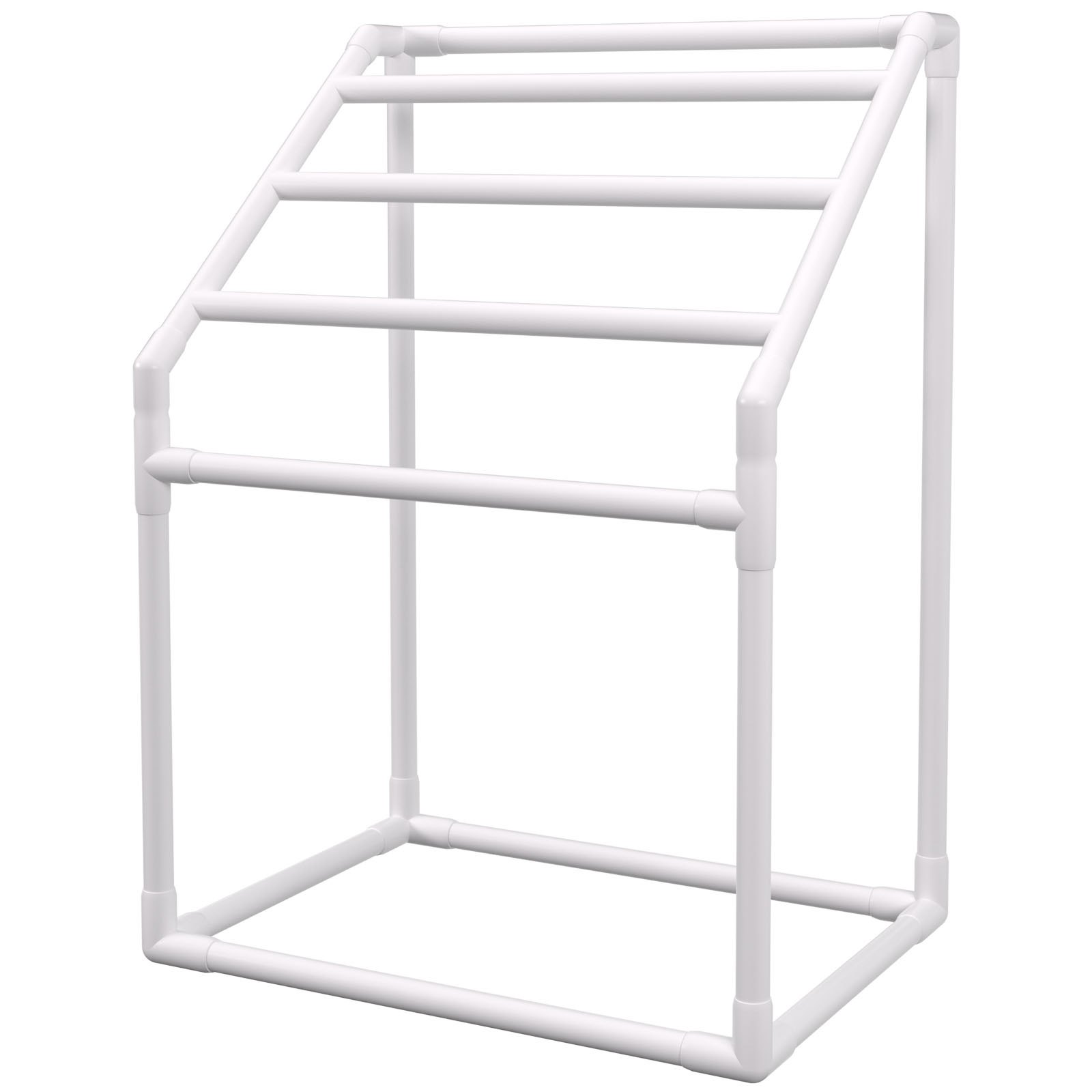 VEVOR Towel Rack, 5 Bars Outdoor PVC Towel Holder, Freestanding Pool Towel Hanger Stand with Clips, Bag & Hook, Outdoor Indoor Quilt Drying Rack Organizer, Ideal for Poolside, Bathroom, Spa, White