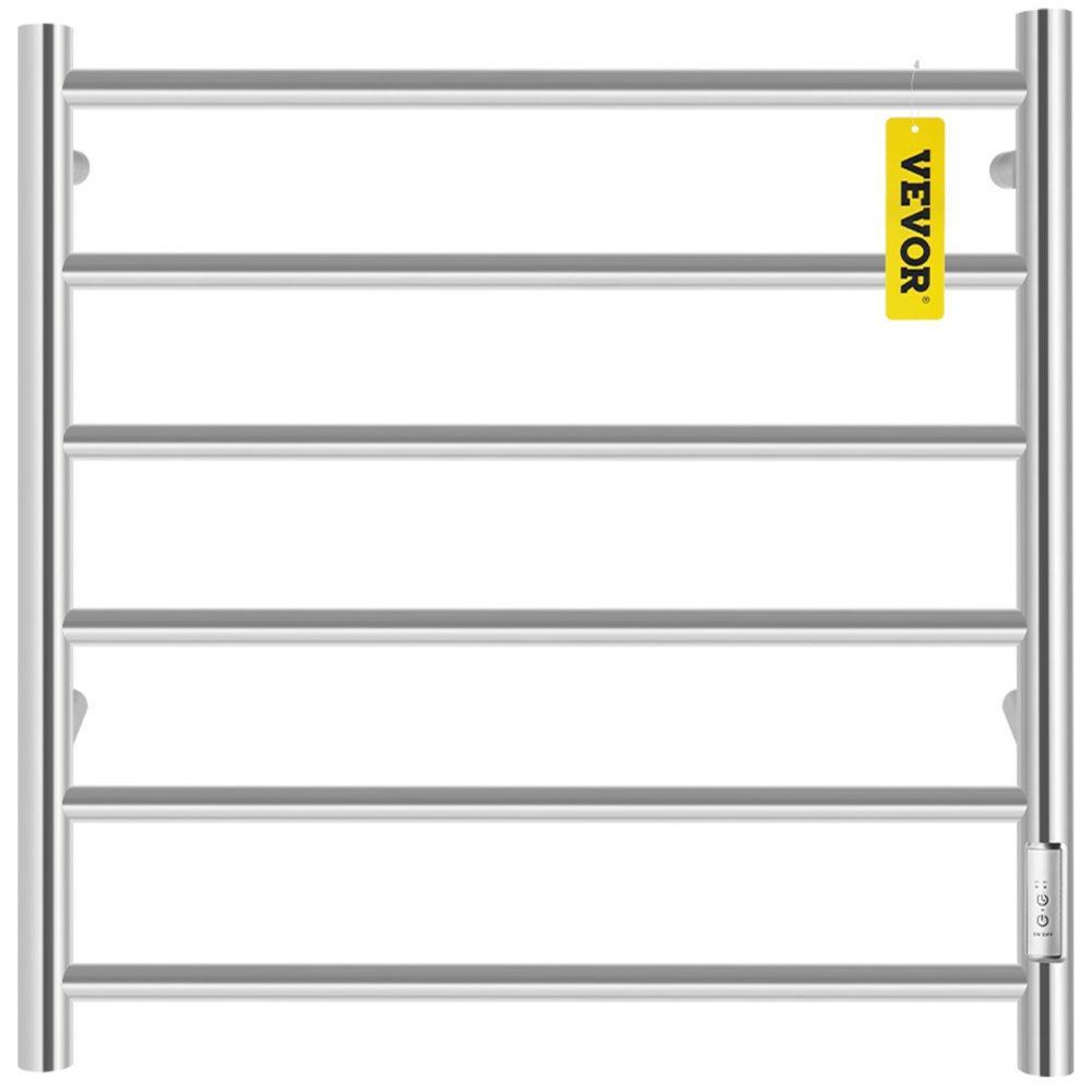 VEVOR Heated Towel Rack Electric Clothes Heater Warmer 6 Bars 620x600mm Silver