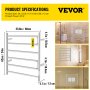 VEVOR Heated Towel Rack Electric Clothes Heater Warmer 6 Bars 620x600mm Silver