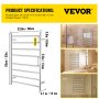 VEVOR Heated Towel Rack Electric Clothes Heater Warmer 8 Bars 830x600mm Silver