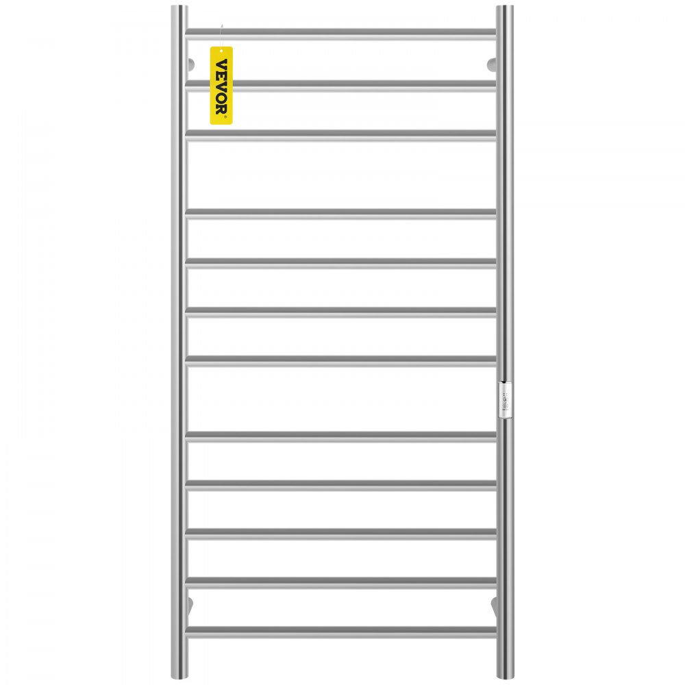 VEVOR Heated Towel Rack, 12-Bar Towel Warmer Rack, Wall Mounted Electric Towel Warmer, Electric Towel Drying Rack with Timer, Polished Stainless Steel Heated Towel Warmer for Bath, Plug-in/Hardwired