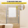 VEVOR Heated Towel Rack, 12 Bars Design, Polishing Brushed Stainless Steel Electric Towel Warmer with Built-in Timer, Wall-Mounted for Bathroom, Plug-in/Hardwired, UL Certificated, Silver
