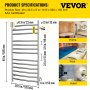 VEVOR Heated Towel Rack Electric Clothes Heater 12 Bars 1015 x 520 mm Curved