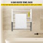 VEVOR Heated Towel Rack, 6 Bars Design, Mirror Polished Stainless Steel Electric Towel Warmer with Built-In Timer, Wall-Mounted for Bathroom, Plug-In/Hardwired, CE Certificated, Silver