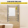 VEVOR Heated Towel Rack, 8 Bars Curved Design, Mirror Polished Stainless Steel Electric Towel Warmer with Built-in Timer, Wall-Mounted for Bathroom, Plug-in/Hardwired Tested to UL Standards