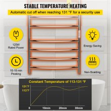 VEVOR Heated Towel Rack, 8 Bars Curved Design, Mirror Polished Stainless Steel Electric Towel Warmer with Built-in Timer, Wall-Mounted for Bathroom, Plug-in/Hardwired Tested to UL Standards