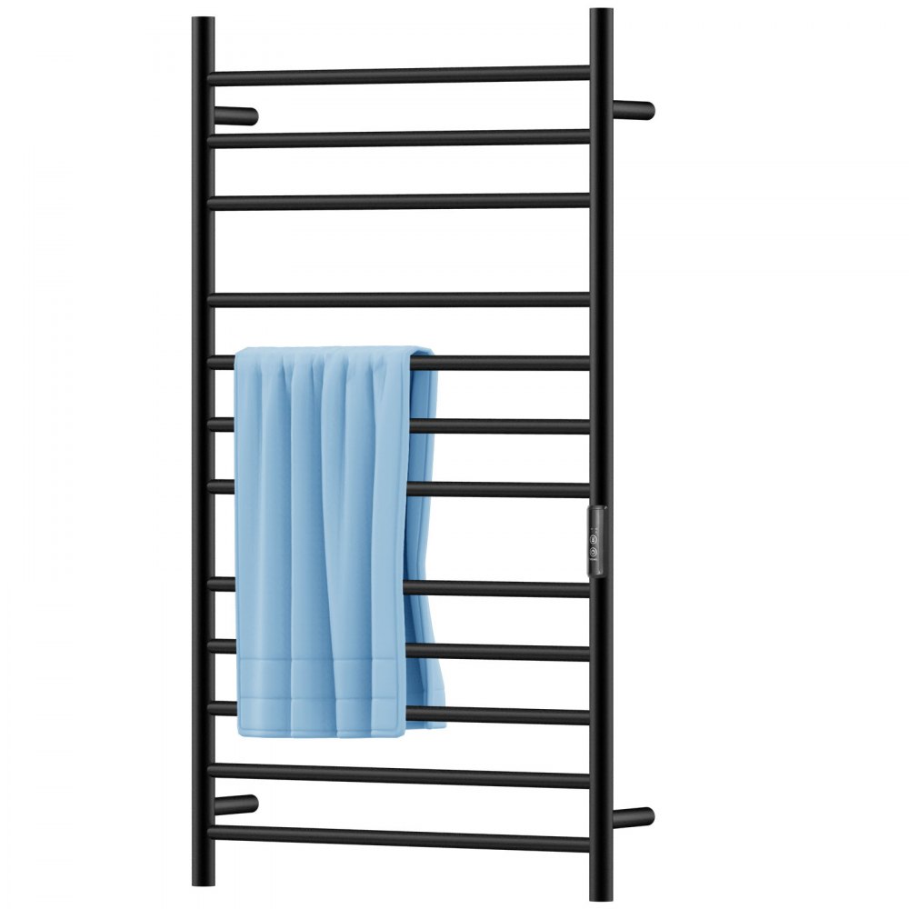 Calentador de toallas montado en la pared con temporizador incorporado 4  barras de acero inoxidable eléctrico calentado toallero para baño,  calentador