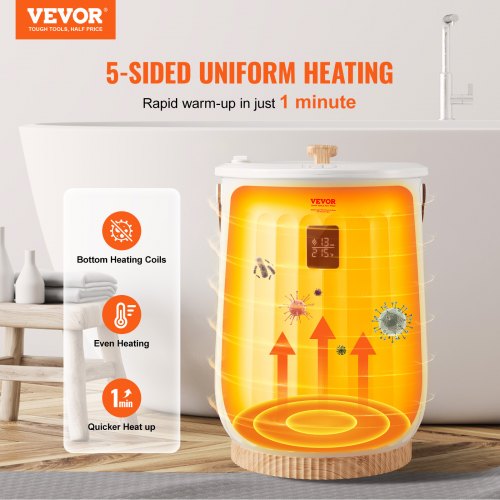 VEVOR 20L Towel Warmer Bucket - Large Capacity Warmer For Bathrobes & Blankets