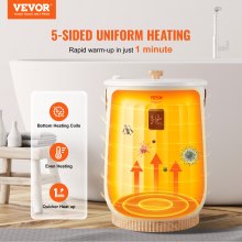 VEVOR Towel Warmer, 20L Large Towel Warmer Bucket with LED Screen for Bathroom, Auto Shut Off, Child Safety Lock, Heat Time 15/30/45/60 Min Adjustable, Fits up to Two 40"x70" Towels, Blankets