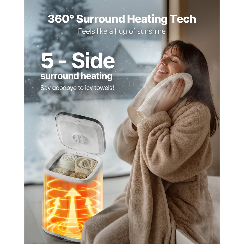 VEVOR Towel Warmers for Bathroom, Towel Warmer Bucket with Child Lock & High-Temp Indicator & 24H Delay Timer & Auto Shut Off Fits up to 4 Oversized Bath Towels, Blankets, Clothes, Bathrobes and More