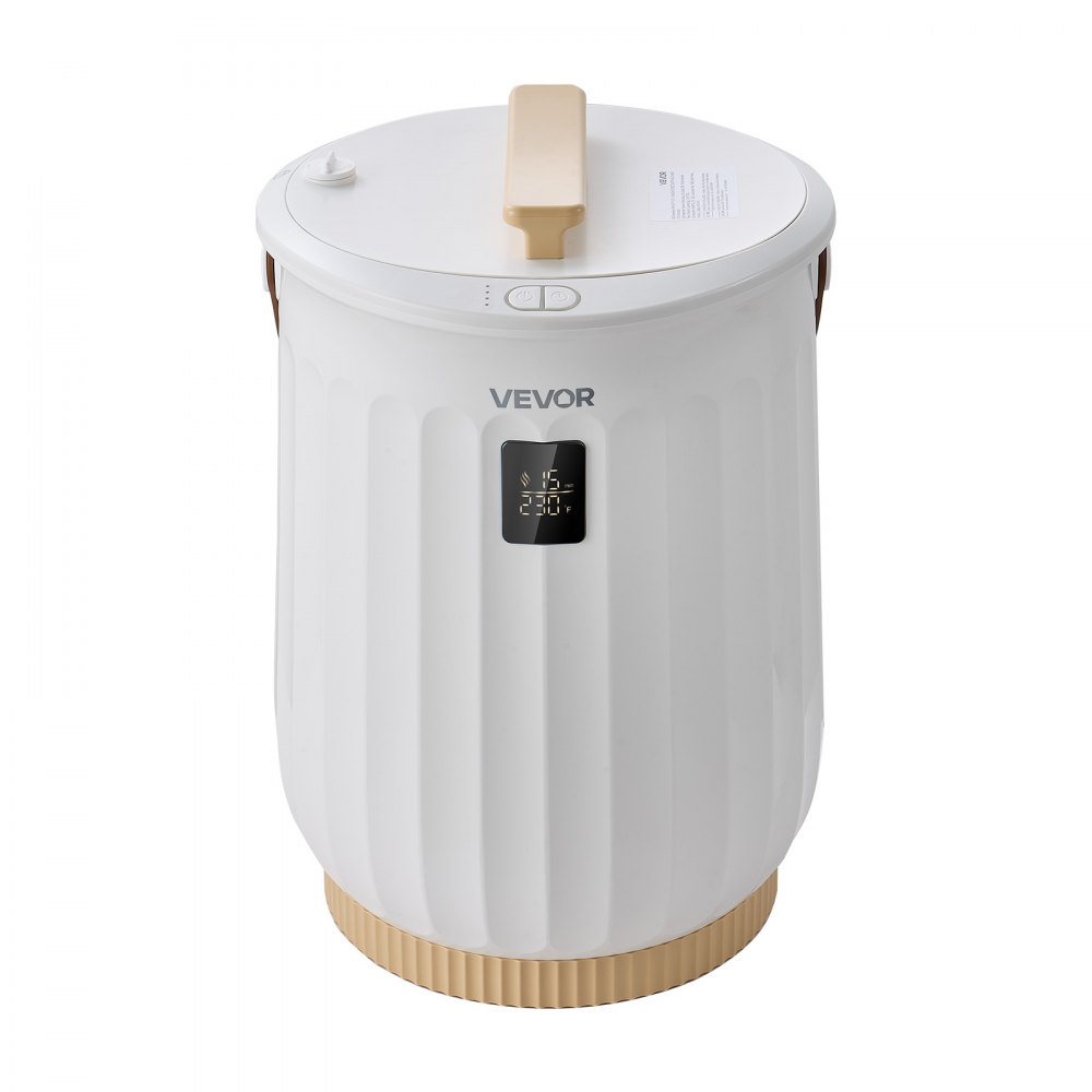 VEVOR Towel Warmers for Bathroom 20L Heated Towel Bucket with LED Display, Rapid Heating, 4 Adjustable Timer, Wood Handle, Auto Shut Off, Fits Oversized Towels, Blankets, Bathrobes, for Women, White