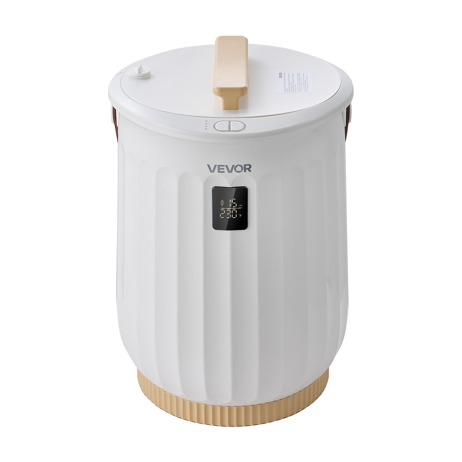 VEVOR Towel Warmers for Bathroom 20L Heated Towel Bucket with LED Display, Rapid Heating, 4 Adjustable Timer, Wood Handle, Auto Shut Off, Fits Oversized Towels, Blankets, Bathrobes, for Women, White