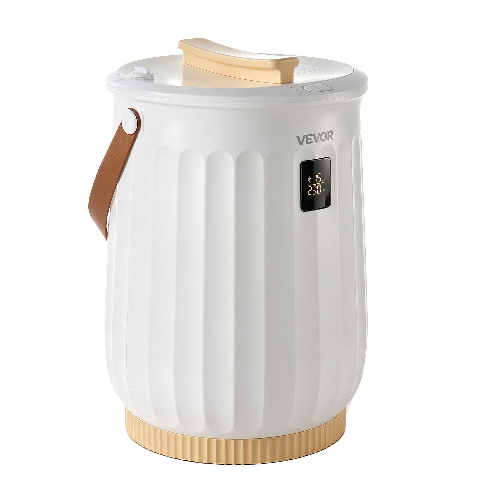 VEVOR Towel Warmers for Bathroom 20L Heated Towel Bucket with LED Display, Rapid Heating, 4 Adjustable Timer, Wood Handle, Auto Shut Off, Fits Oversized Towels, Blankets, Bathrobes, for Women, White
