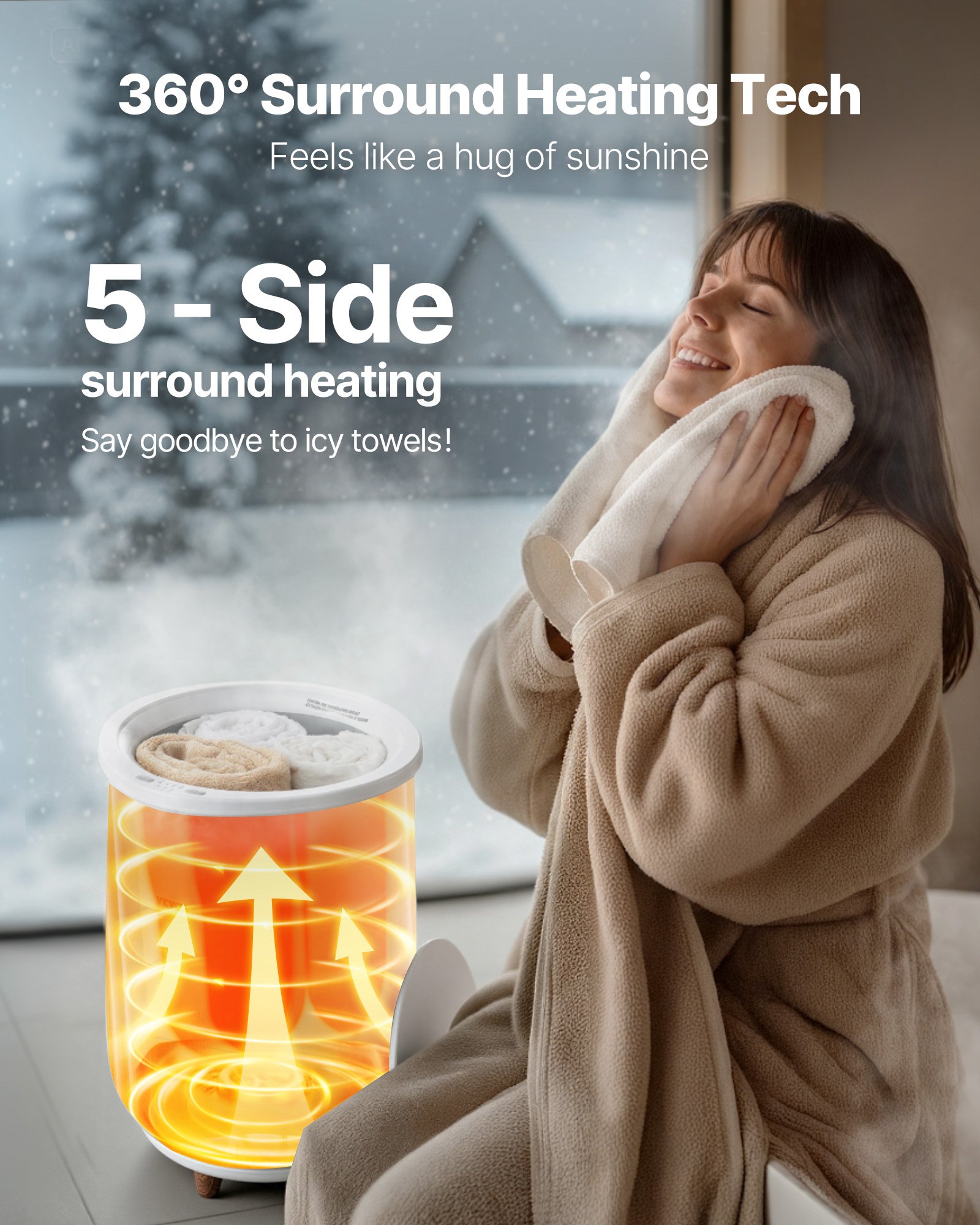 VEVOR Towel Warmers for Bathroom, Towel Warmer Bucket Auto Shut Off for Spa  Fits up to 3 Oversized Bath Towels, Blankets, Clothes, Bathrobes, PJ's and More