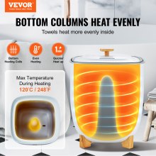 VEVOR 25L Towel Warmer Bucket with LED Screen Bottom Heating Columns Timer White