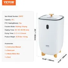 VEVOR 35L Large Towel Warmer Bucket with LED Screen Drying Fuction & Timer White