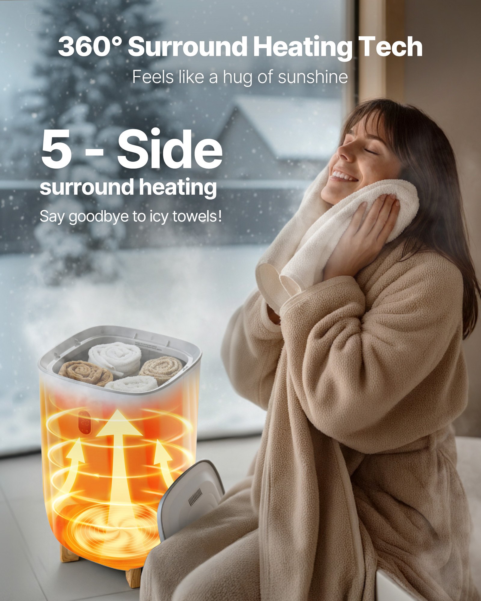 VEVOR Towel Warmers for Bathroom, 35 L Towel Warmer Bucket, Towel Dryer with Auto Shut Off for Spa Fits up to 6 Oversized Bath Towels, Blankets, Clothes, Bathrobes, PJ's and More